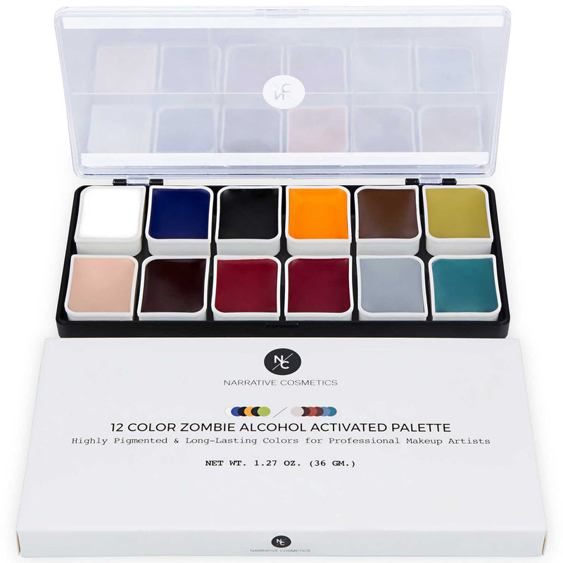 Narrative Cosmetics 12 Color Zombie Alcohol-Activated Professional SFX Makeup Palette Alcohol Activated Palettes Palette Only  