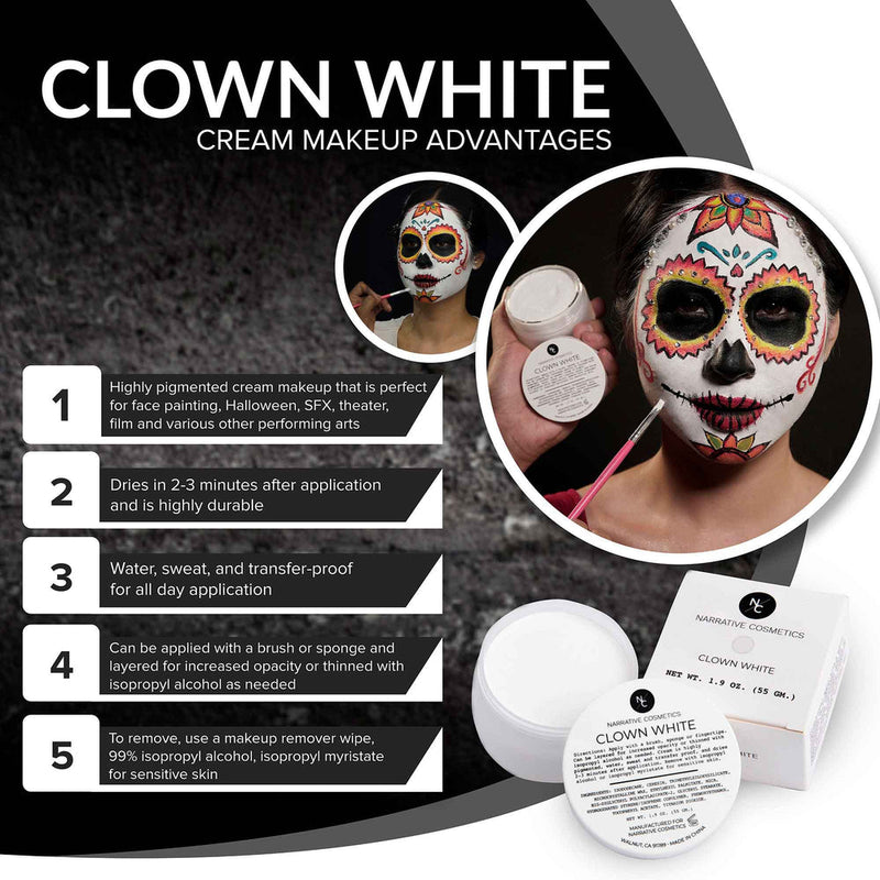 Narrative Cosmetics Quick Drying Clown White Cream Makeup Clown Makeup   