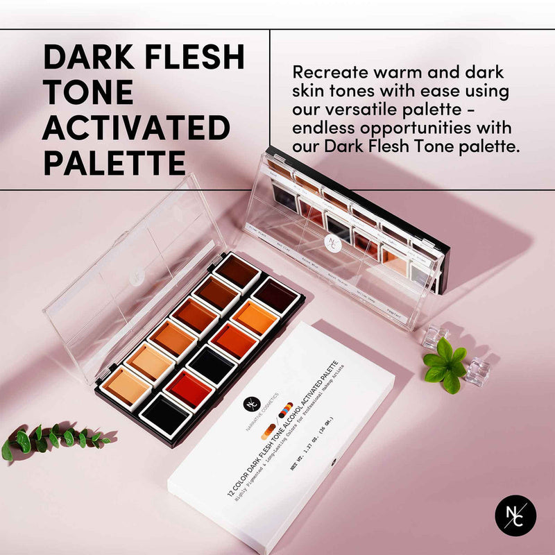 Narrative Cosmetics 12 Color Dark Flesh Tone Alcohol Activated Palette Alcohol Activated Palettes   