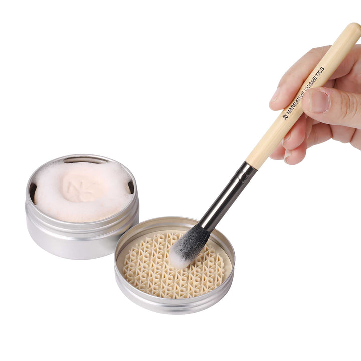 Narrative Cosmetics Solid Makeup Brush Cleanser Soap with Silicone Cleaning Pad Brush Cleaner   