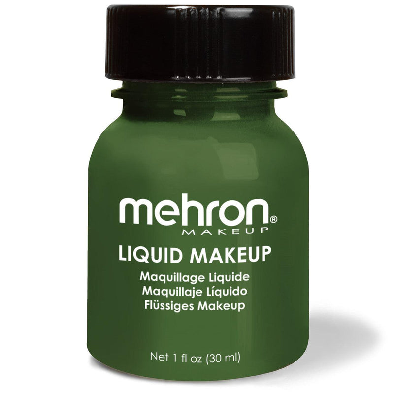 Mehron Liquid Makeup for Face Body and Hair FX Makeup 1oz w/ Brush Green 