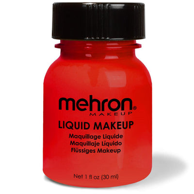 Mehron Liquid Makeup for Face Body and Hair FX Makeup 1oz w/ Brush Red 