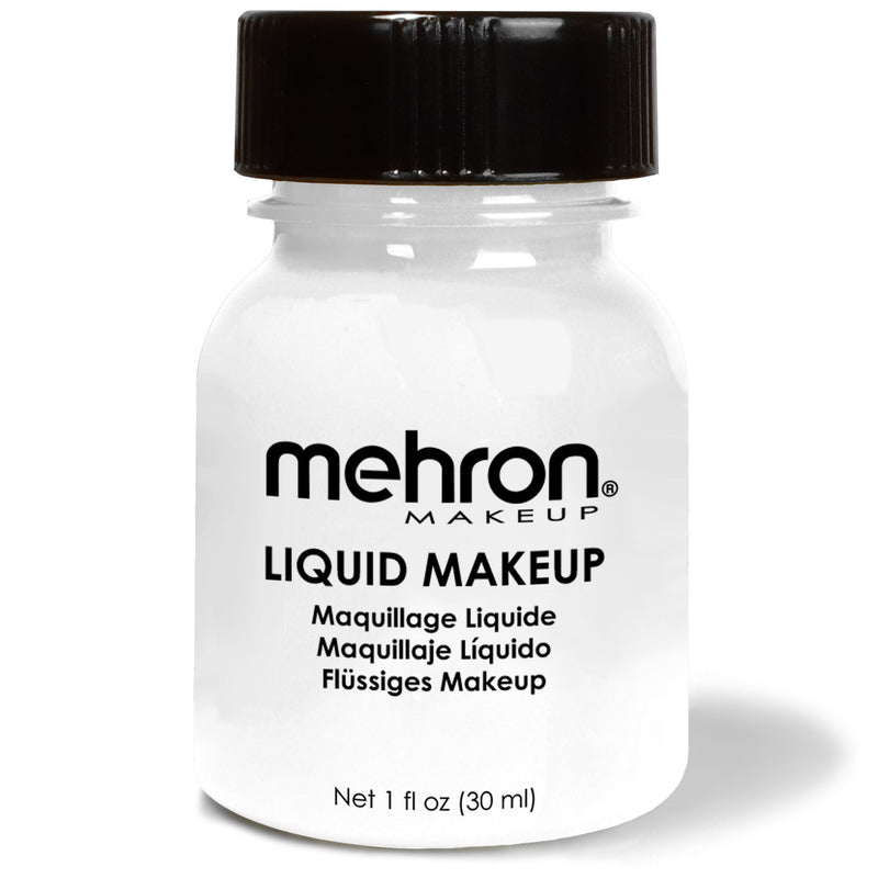 Mehron Liquid Makeup for Face Body and Hair FX Makeup 1oz w/ Brush White 