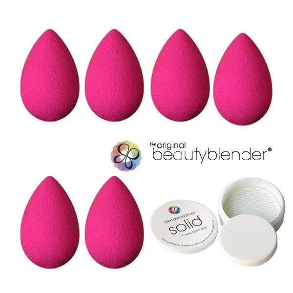 Beautyblender Original PINK Pack (6 Blenders + 1 Solid Cleanser) Sponges   