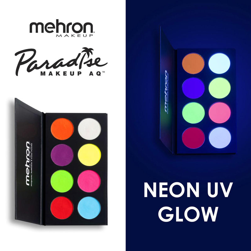 Mehron Paradise Makeup Neon UV Glow Palette Water Activated Palettes   