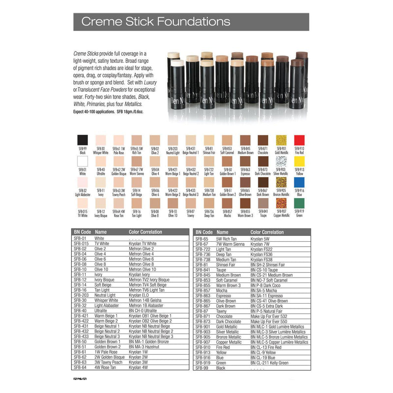 Ben Nye Creme Stick Foundation Foundation   